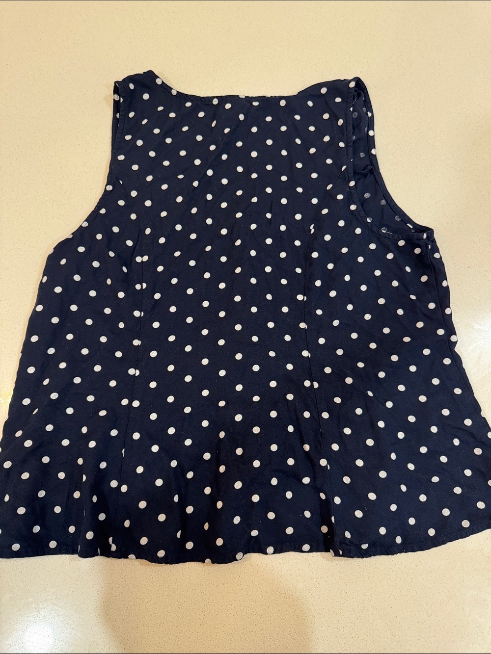 Old Navy Navy and White Polka Dot Button Sleeveless Top - Picture 4 of 4